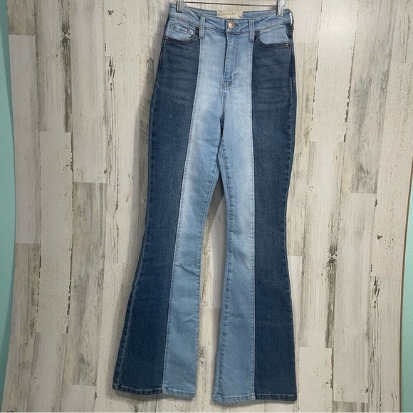 Altar'd State Blue Two-Tone Flare Jeans - Picture 2 of 11